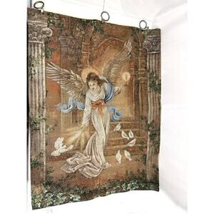 Angel of Love Tapestry Wall Hanging Angel Flowers 25" x 33" Lena Lui Romanticism
